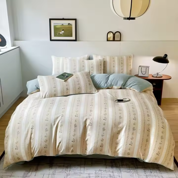 Juego de Funda Nórdica 4 Piezas-Ropa de Cama Algodón Lavado con Jacquard Elegante-Tacto Extra Suave, Varios Tamaño Disponible - 1