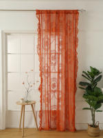 Cortinas De Encaje Naranja De 78 Pulgadas Con Espejo Redondo Para Sala De Estar Dormitorio Balcones Decoración De Hogar Y Fiestas - details 3