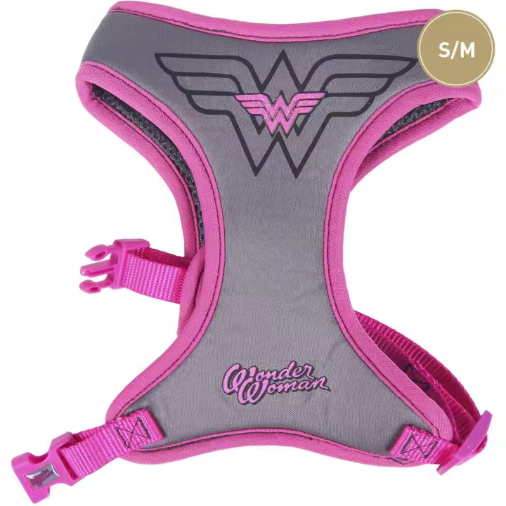 CERDÁ LIFE'S LITTLE MOMENTS - Arnés para Perros S/M WONDER WOMAN DARK PINK - Arnés para Perros Diseño Único y Licencia Oficial - Arnés para Perro Comodidad Acolchada con Material Transpirable - Arnés Perro Ligero y Cómodo - 1