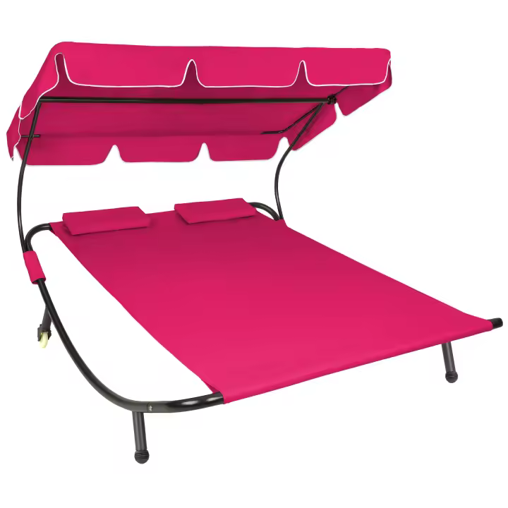 Tectake - Tumbona doble  Estructura robusta de metal  Con parasol plegable  Fácil y rápido montaje  Para interiores y Exteriores  Para 2 personas - 1
