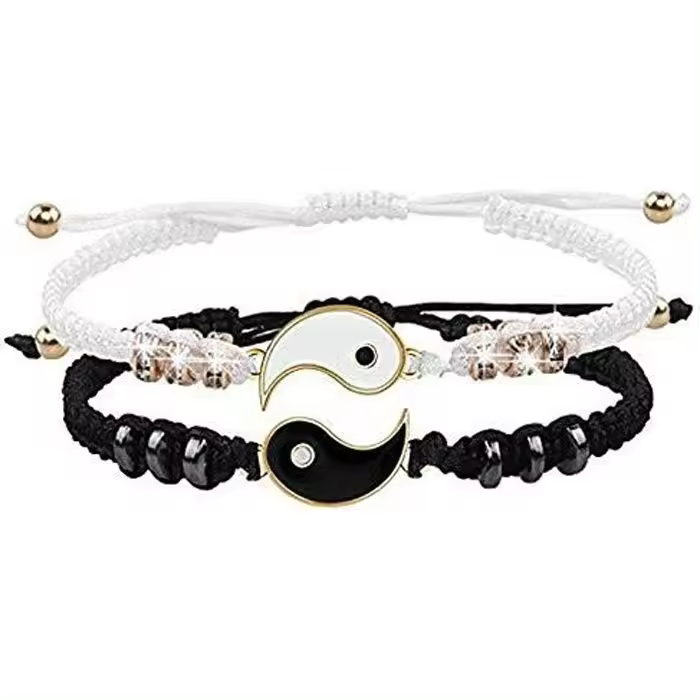 Pulseras de mejor Amiga Para 2, pulsera de Cordón ajustable Yin Yang para mejor Amiga, Relación de Amistad, Novio o Novia, regalo - 1