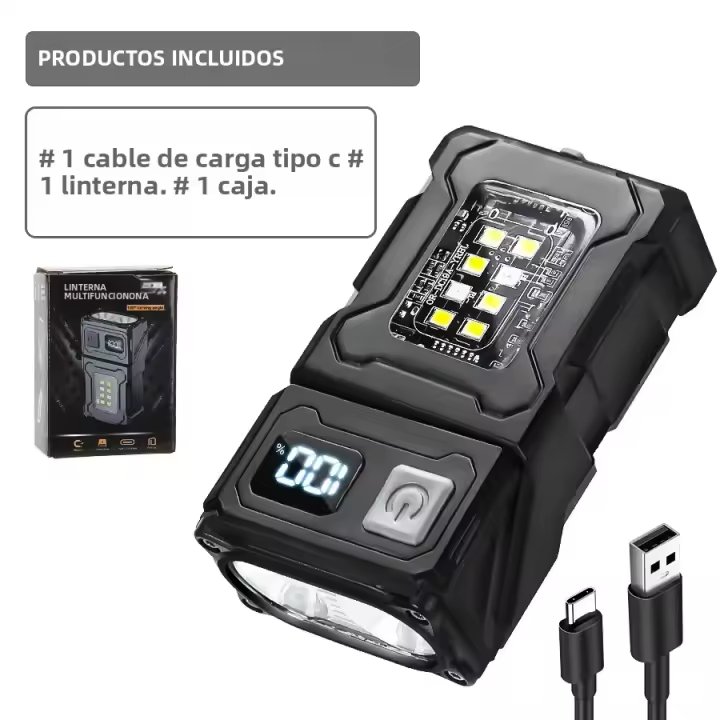 Linterna LED Recargable Mini USB Portátil Con Imán En La Punta Y Luz COB Para Emergencias Y Camping Super Brillante Y Impermeable - 1