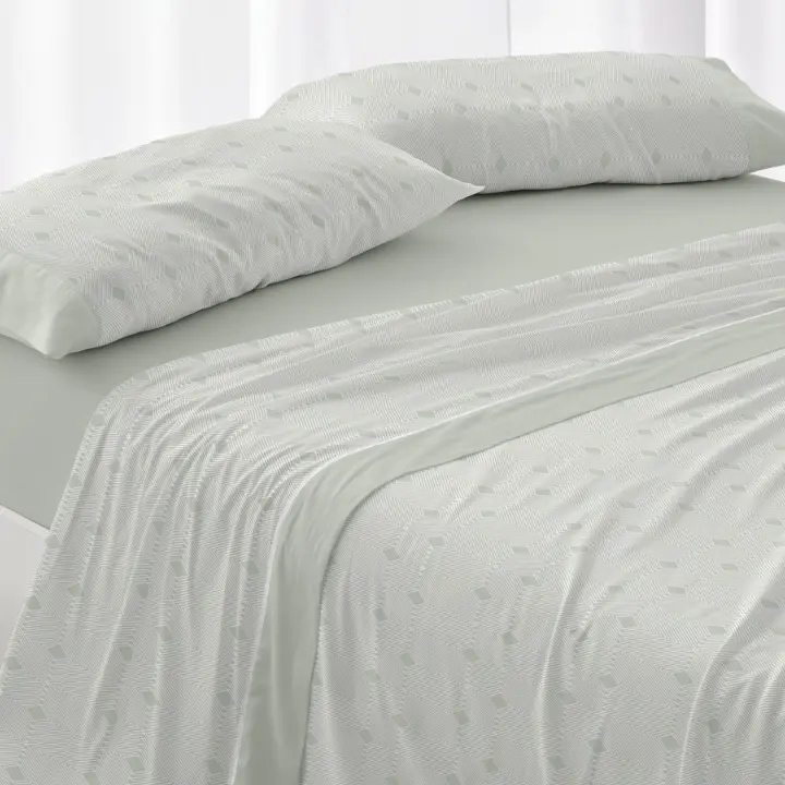 Sábanas de franela  100% algodón. Disponible en cama de 90, 105, 135, 180 y 200cm. Color Azul, menta y beige. Máximo confort y suavidad. - 1