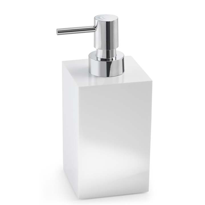 GEDY SF800200300 SOFIA White Soap Dispenser made of resin with a white finish, perfect for bathrooms and kitchens, providing a sleek, modern look for any decor.