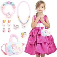 Unorn Crossbody Bag Purse Jewelery for Girls, Unorn Bag Girls Unorn Beaded Jewelery Sets Kids Plush Unorn Bag Toys Unorn Gifts - details 3