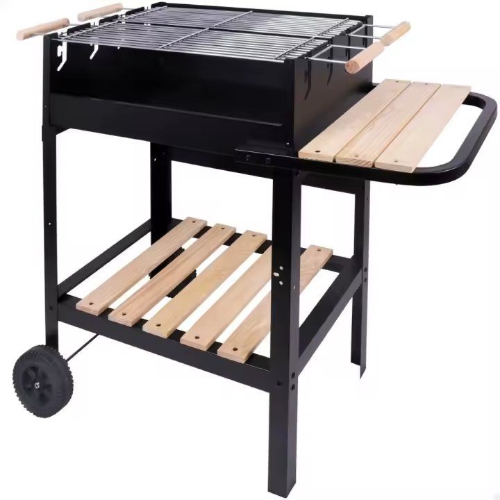 Barbacoa de Carbón con Ruedas Aktive Metal esmaltado 100,5 x 88,5 x 40 cm Negro - 1