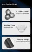 Afeitadora Eléctrica Para Hombres Máquina De Afeitar Barba Recargable Impermeable Con Cabeza Flotante Trimmer De Cabello Y Barba - details 8
