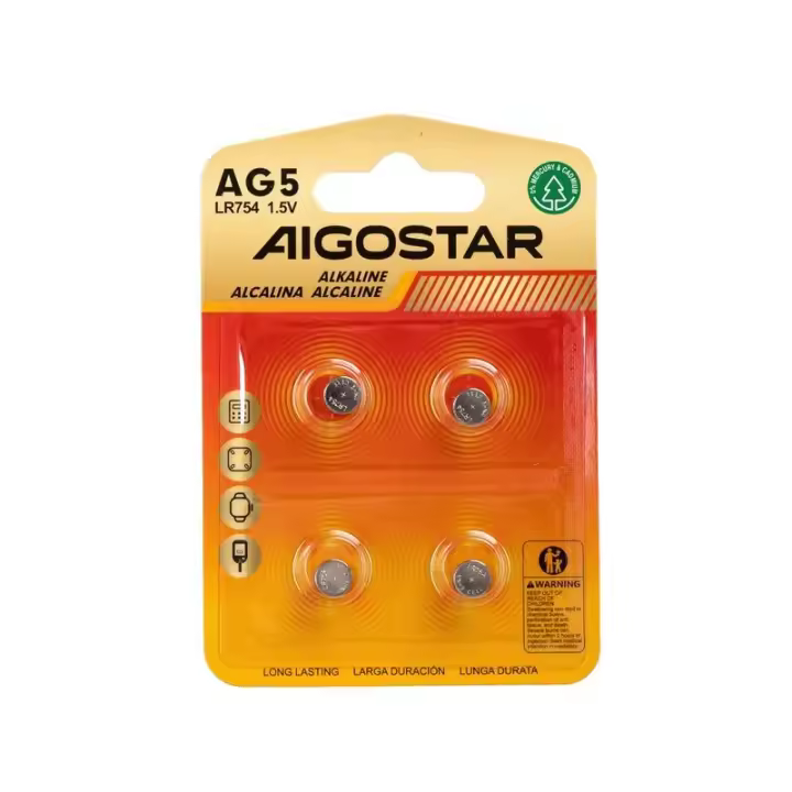 Pila de Boton AG5 LR754 de 1,5V 4 Unidades Aigostar - 1