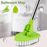 Cepillo De Limpieza Para Azulejos 3 En 1 Con Mango Largo Escobilla De Limpieza Para Baño Y Piso Esponja Triangular Rotatoria De 180° Retráctil De Plástico Acero Inoxidable Y Microfibra - details 0