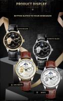 Reloj Mecánico Para Hombre TEVISE Nuevo Con Esqueleto Y luzAutomatico Resistente Al Agua De Cuero Lujoso Con Fase Lunar - details 7