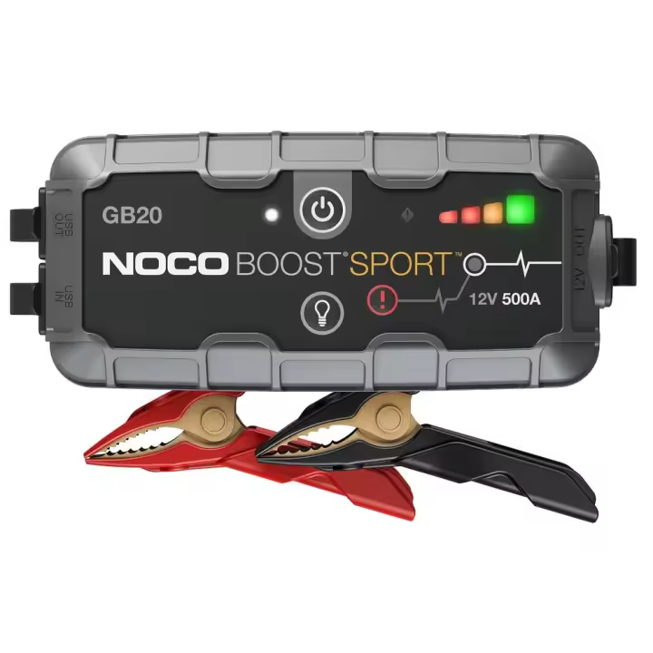 NOCO Boost GB20: Arrancador de Batería de Litio de 500A UltraSafe – Antichispas y Protección contra Polaridad Inversa – Power Bank USB y Linterna LED – para Motores de Gasolina hasta 4,0L - 1