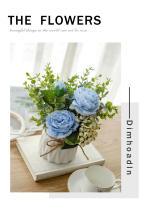 Conjunto de Flores Artificiales - Jarrón de Cerámica con Cuerda de Yute, Rosas y Plantas Falsas para Decoración del Hogar - details 1
