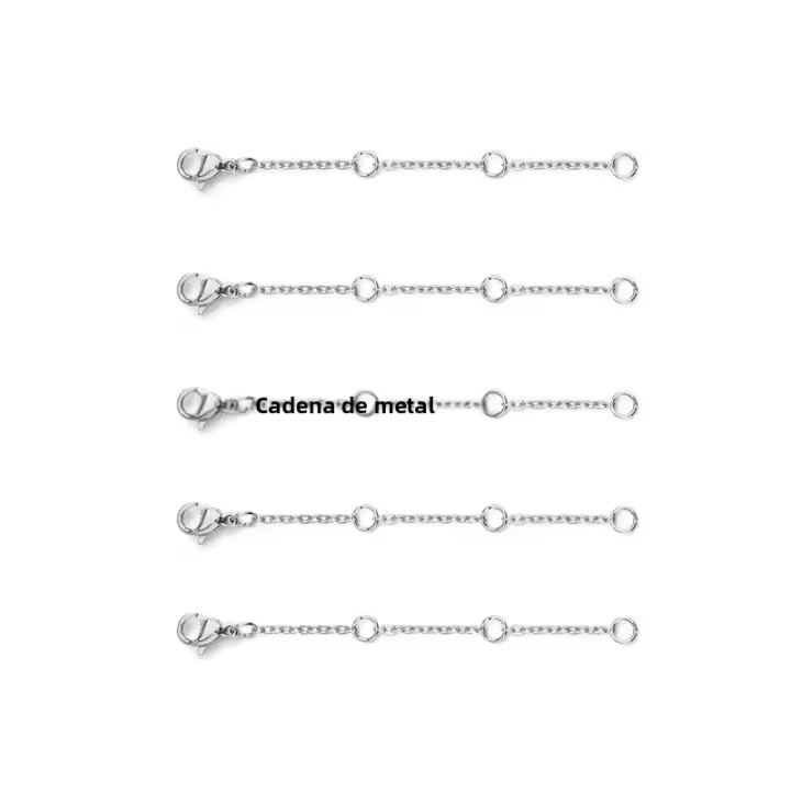 5pcs Cadenas De Extensión De Acero Inoxidable Con Cierre De Langosta Para Colgantes Y Pulseras 3-10cm Herramientas De Joyería DIY - 1