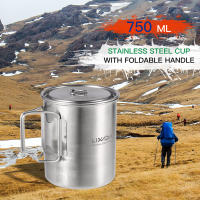 Taza Lixada De Acero Inoxidable 750ml Con Manijas Plegables Y Tapa Para Camping Senderismo Y Excursiones Al Aire Libre - details 11
