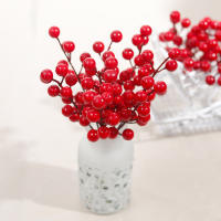 Flores Artificiales Rojas Y Bayas De Cerezo Para Adornos De Navidad DIY Corona De Navidad Decoración De Hogar Para Año Nuevo 2025 - details 5