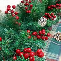 50/5 Pcs Ramas De Bayas Rojas Artificiales 12 Cabezas Decoración De Navidad Falsa Planta Holly Bayas Bouquet DIY Wreath Árbol De Navidad - details 6