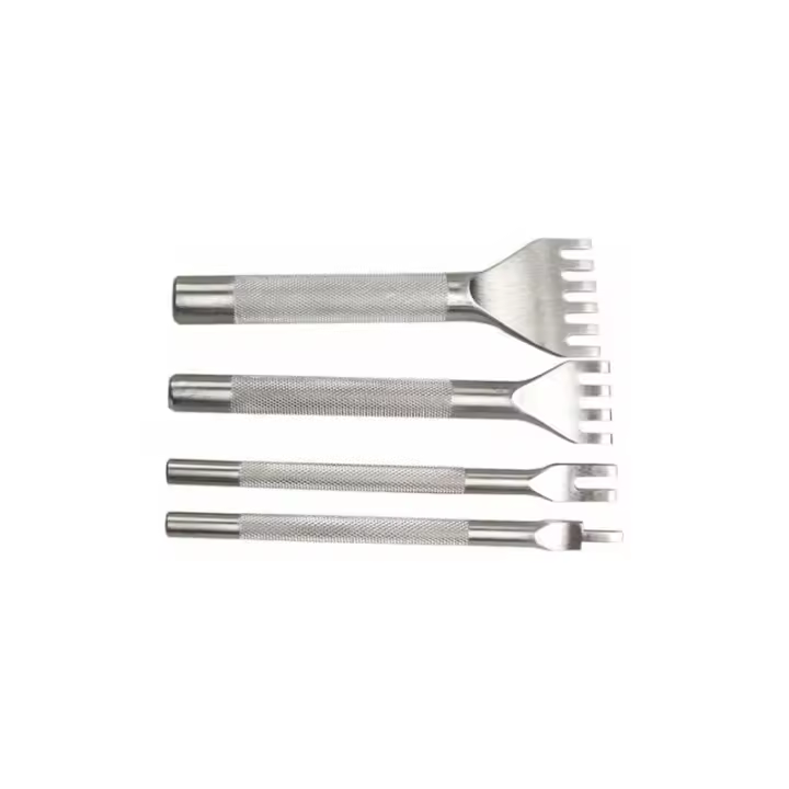 Juego de punzones para cuero con corte de diamante plateado de 4 mm para herramientas de cuero - 1