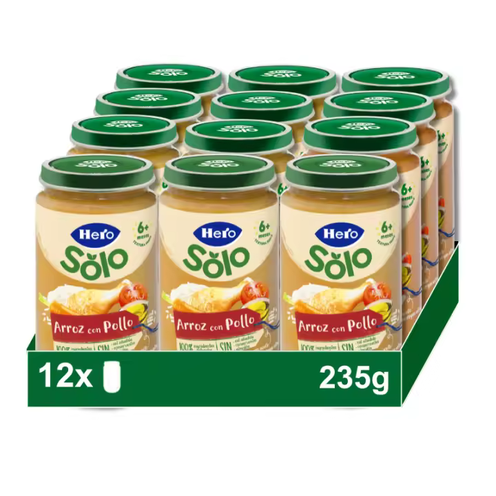 Hero Baby Pack Tarritos de Arroz con Pollo. Para Bebés de a Partir de 6 meses. Pack 12x235gr - 1