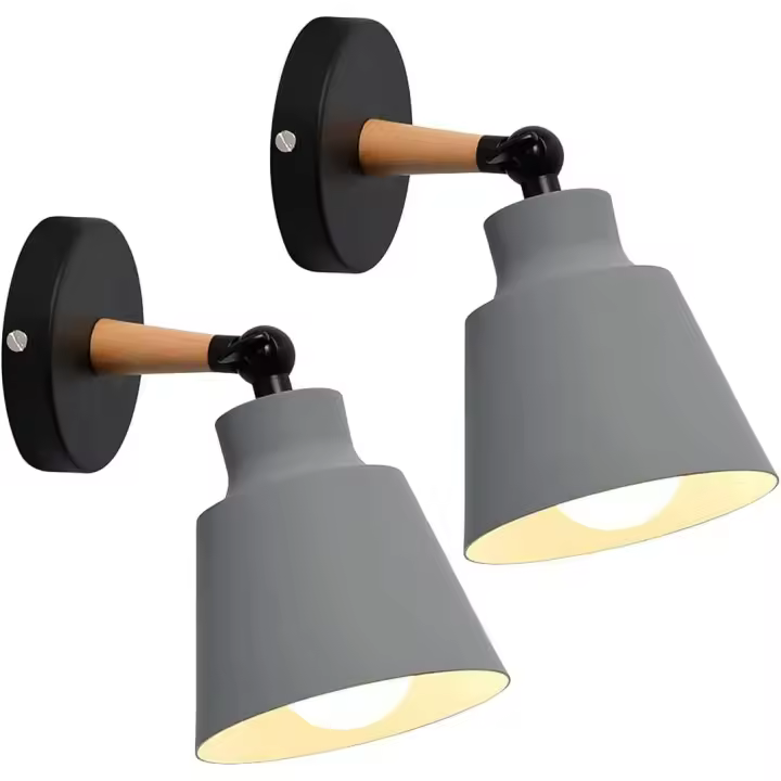 2 paquetes industrial vintage apliques de pared lámparas de techo E27 metal ajustable retro lámpara de pared interior para dormitorio cocina restaurante (gris) - 1