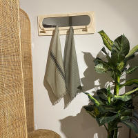 MEVAK LIVING - Pack 2 Paños de Algodón Kila - 50x70cm - Rayado y Liso - Flecos y Cinta Colgante - 5 Colores - details 6