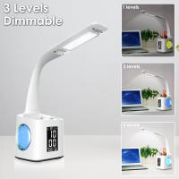 Lámpara de escritorio LED que protege los ojos, luz ambiental nocturna con puerto de carga USB y soporte para bolígrafo. - details 1