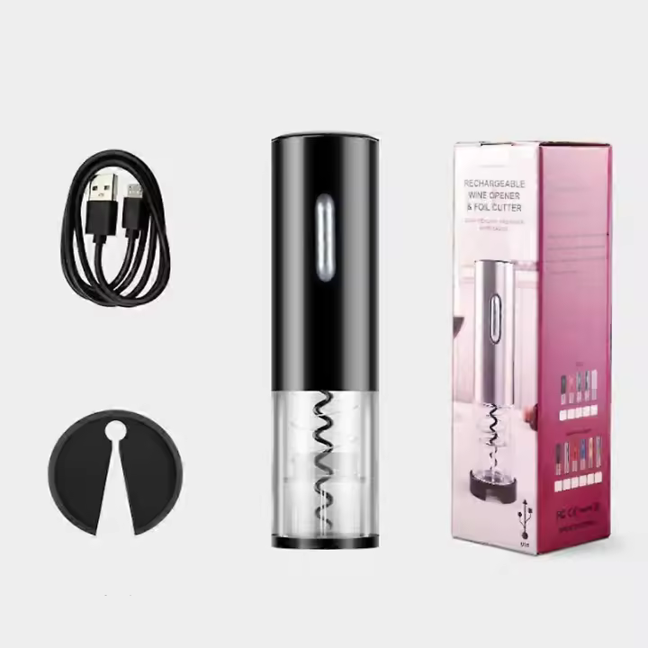 Electric Wine Opener, Rechargeable Automatic Wine Corkscrew Bottle Opener With Foil Cutter With LED Light For Home Party Restaurant Wedding Gifts - 1