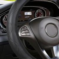 Cubierta De Volante Deportiva De PU Sin Riel Para Coche Universal Adecuada Para Interiores De Coche De 15 Pulgadas En Negro - details 3