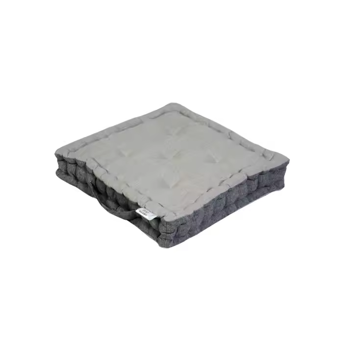 Cojín de Suelo Gris 45x45x10 Cm - Fabricado a Mano - 1
