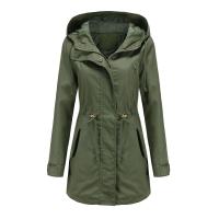 Abrigo De Trench De Algodón Para Mujer plus Talla Con Capucha Estilo Casual Cierre De Cremallera Manga Larga Color Sólido Para Otoño E Invierno - details 14