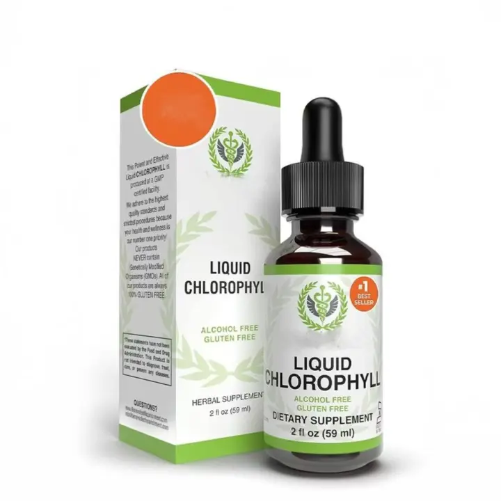 Gotas líquidas de clorofila: desintoxicante orgánico y refuerzo inmunitario, desodorante interno y suplemento para la salud de la piel, sin OMG, sabor a menta natural. - 1