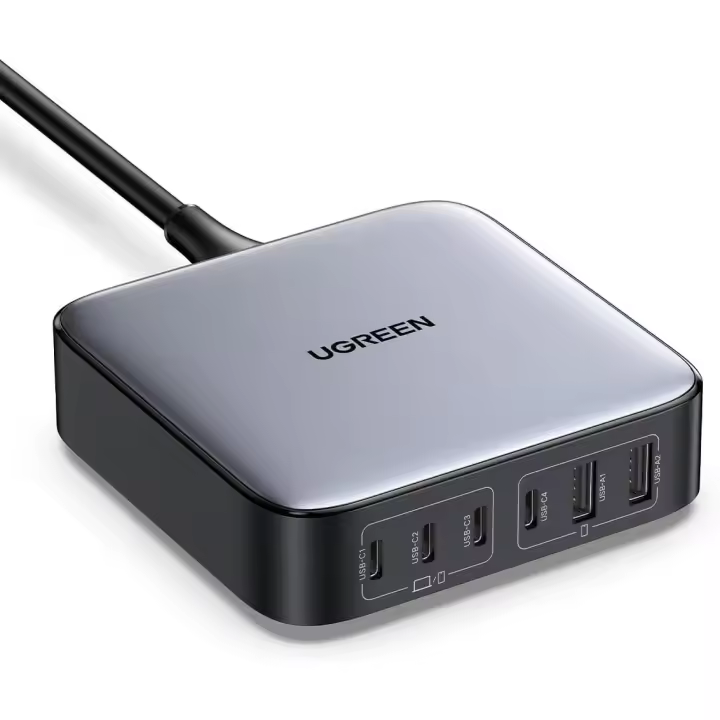 UGREEN Nexode Cargador 200W USB C, 4X Chips Cargador con 4 Puertos USB C y 2 Puertos USB A, Cargador Múltiple Compatible MacBook Pro/Air M2, iPhone 15, iPad Pro, Galaxy S24 S23 S22, Lenovo, Tablet - 1