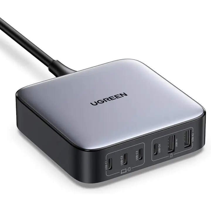UGREEN Nexode Cargador 200W USB C, 4X Chips Cargador con 4 Puertos USB C y 2 Puertos USB A, Cargador Múltiple Compatible MacBook Pro/Air M2, iPhone 15, iPad Pro, Galaxy S24 S23 S22, Lenovo, Tablet - 1