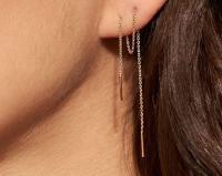 Pendientes de oro de 14K para las mujeres pendientes de hilo colgante minimalismo sumergido pendiente de cadena larga - details 2