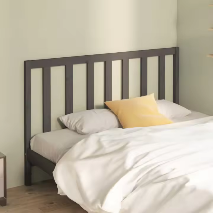 Cabecero de cama madera maciza de pino gris 146x4x100 cm - 1