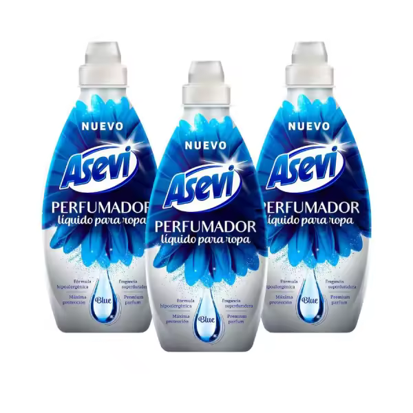 Asevi Perfumador Líquido para Lavadora Blue, 720ml para 36 Lavados, Pack 3 uds, Perfume para la Ropa, Fragancia Fresca y Duradera con Olor Acuático, Para Todo Tipo de Prendas, Fórmula Hipoalergénica, Dermatológicamente Testada, - 1