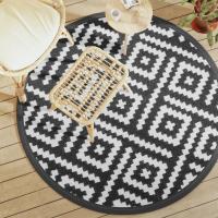 vidaXL Alfombra de exterior ARAKIL gris Ø160 cm PP en color Negro y gris/Marrón/Blanco y gris y más - details 6