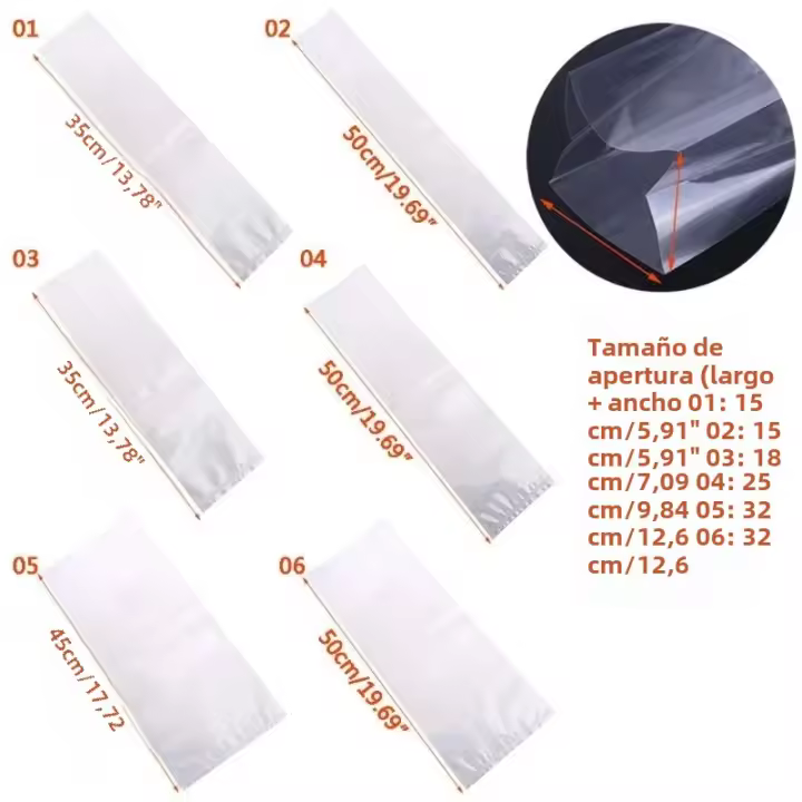 Bolsas De Crecimiento Para Hongos Pre Sellables De Alta Temperatura Sujetas a La Substrato 7 Tamaños 0.06mm 100 Pcs Suministros De Jardín - 1