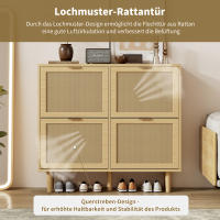 Zapatero con 4 Cuadros abatibles, arcón de trinquete de chino con Tiradores Metálicos, Zapatero para pasillos, dormitorios, Pisos, muebles de Madera, Dimensiones: 100x25x90 cm - details 1