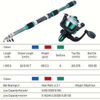 Set Completo De Pescar Con Caña Telescópica Y Carrete Giratorio Incluye Ganchos Y Señuelos Para Viaje Adecuado Para Oceano Playa Río Y Estanque - details 0