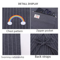 Delantal De Algodón Con Estrías Y Cremallera Resistente a La Grasa Y a La Suciedad Para Cocina Con Correas Para Mujeres Ropa De Trabajo Transpirable - details 4