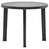vidaXL Mesa de jardín de plástico gris 89 cm en color Antracita/Blanco/Verde | estructura resistente ideal para salón dormitorio o estudio - details 0