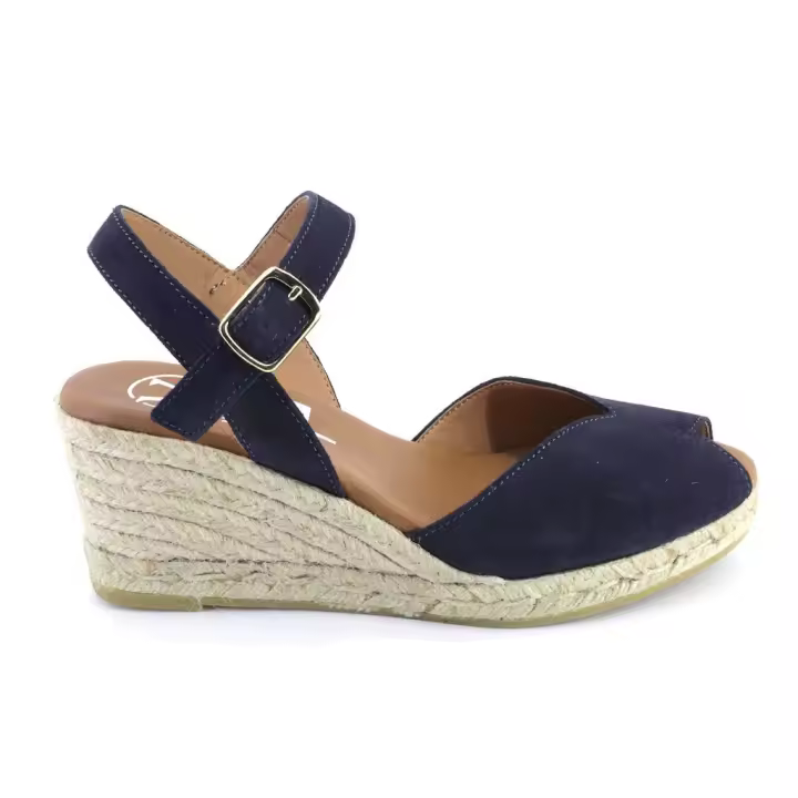 VIGUERA 2008VITELO Alpargatas de cuña cañamo esparto yute de mujer azul marino 523 - 1