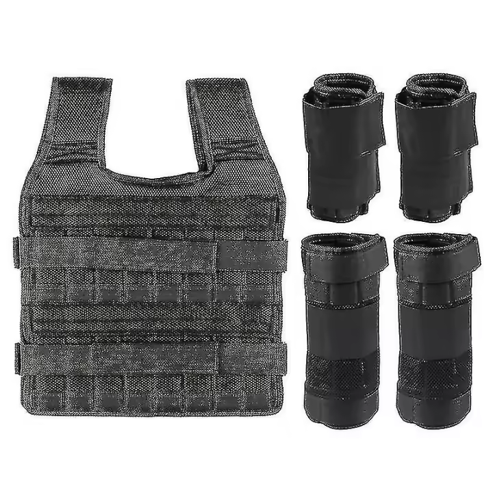 Entrenamiento de fuerza del paño del cargamento del peso del ejercicio del peso ajustable del chaleco del cargamento máximo 15kg/35kg con el peso del brazo del peso 5kg de la pierna 6kg (vacío) - 1