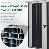Outsunny Cobertizo de Jardín 1,26 m² 147x86x134 cm Caseta de Exterior de Acero Galvanizado con 2 Puertas para Almacenamiento de Herramientas Negro - details 2