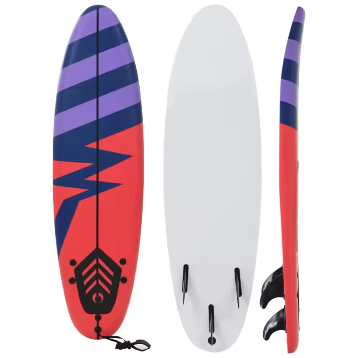 vidaXL Tabla de Surf 170 cm Deportes Acuáticos Exterior Navegación Estampado Boomerang,  De rayas,  Azul y mas - 1