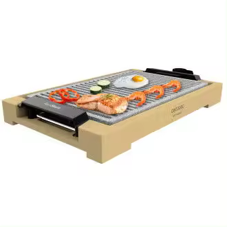 CECOTEC 03092 Grill eléctrico con estructura de bambú y superficie con revestimiento Rockstone Tasty&Grill 2000 - 1