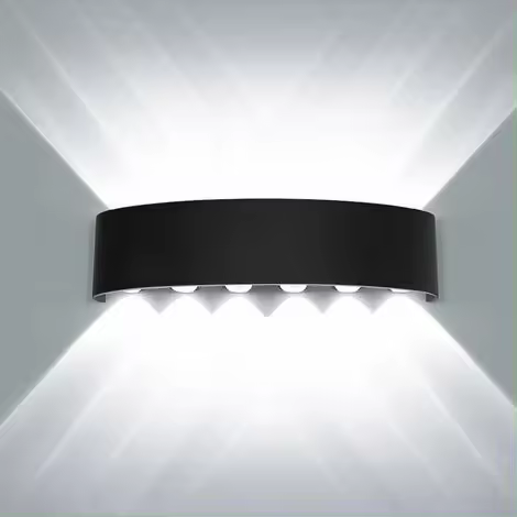 Aplique de pared LED para interior, 12 W, moderno aplique de pared negro, aplique de pared exterior de aluminio resistente al agua para sala de estar, dormitorio, pasillo, escalera, luz blanca - 1
