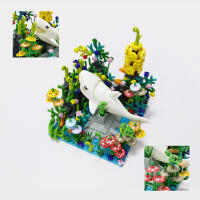 MOC Bloques De Construcción Submarina Mundo Creativo Y Lindo Con Animales Marinos Como Tiburón Y Delfín Juguetes Para Niños Set De Bloques Ciudades Para Regalo - details 5