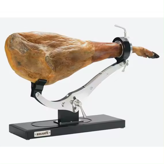 Buarfe Jamonero Elite Inox. Gama DELUXE Base Madera de Haya Lacado Wengué - 1