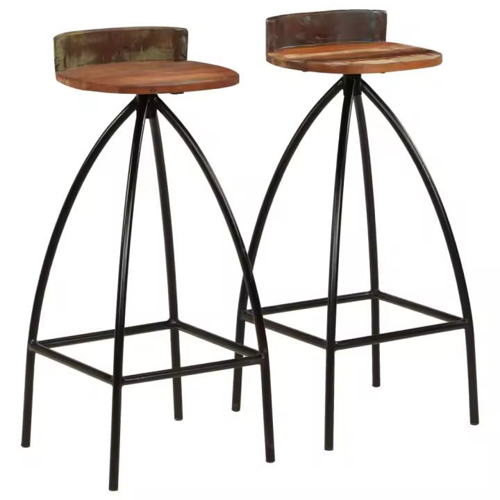 vidaXL Taburetes de cocina 2 unidades madera maciza reciclada - 1